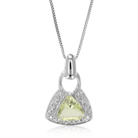 0.60 cttw Lemon Quartz Pendant Necklace .925 Sterling Silver 6 MM Trillion