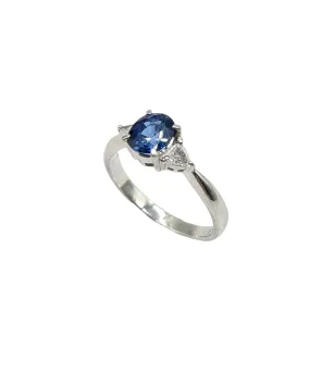 1.08 Carat Total Weight Sapphire Ring with Diamond Accents