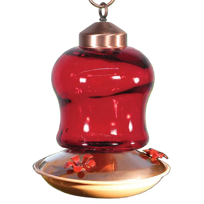 14 oz. Ruby Glass Hummingbird Feeder