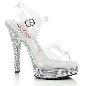 5" (132mm) Heel, Comfort Width Sandal Rhinestones Encrusted Platform(MAJESTY-508DM Final Sale)