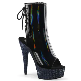 6 Inch Heel BEJEWELED-1018DM-6 Black Holo Patent