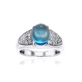 Abstract Elegance Silver Ring with Oval Gemstone TRI1052