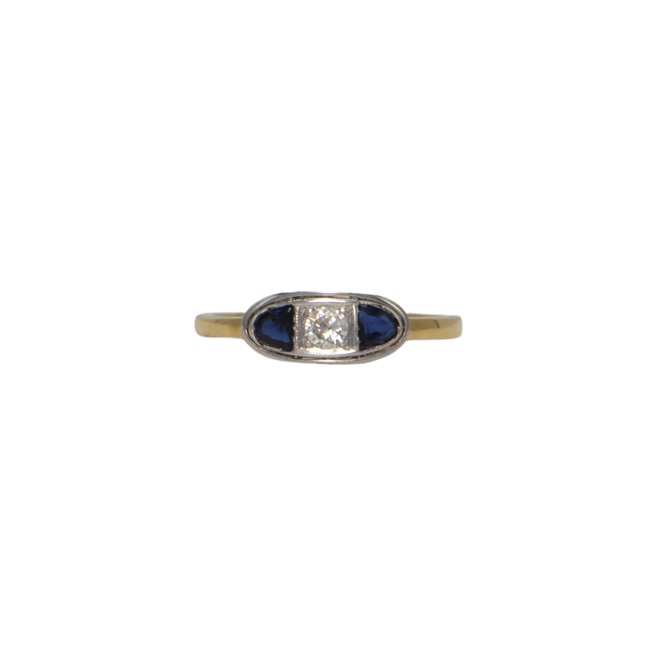 Antique Diamond and Synthetic Sapphire 18k Gold Ring C.1920's