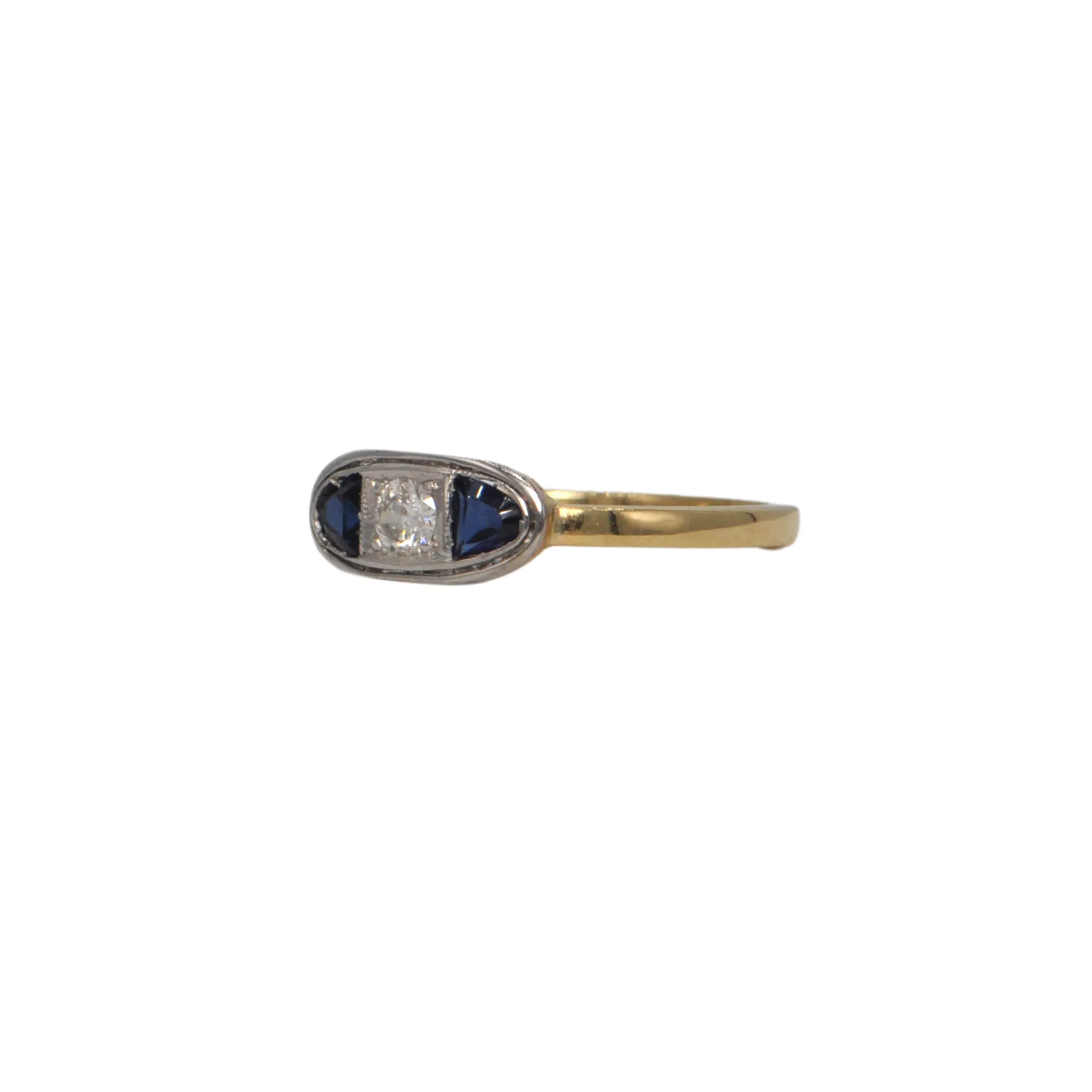 Antique Diamond and Synthetic Sapphire 18k Gold Ring C.1920's