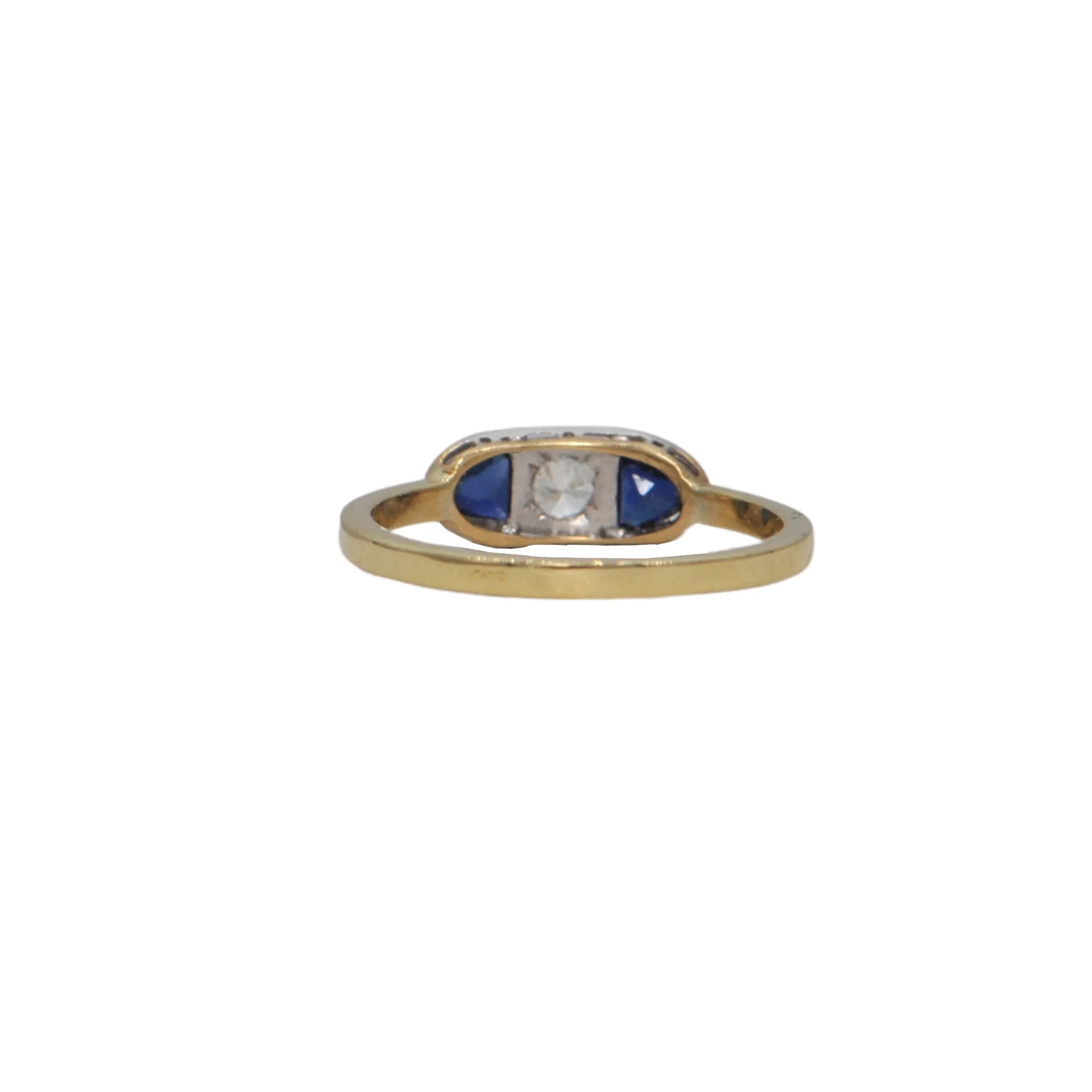 Antique Diamond and Synthetic Sapphire 18k Gold Ring C.1920's