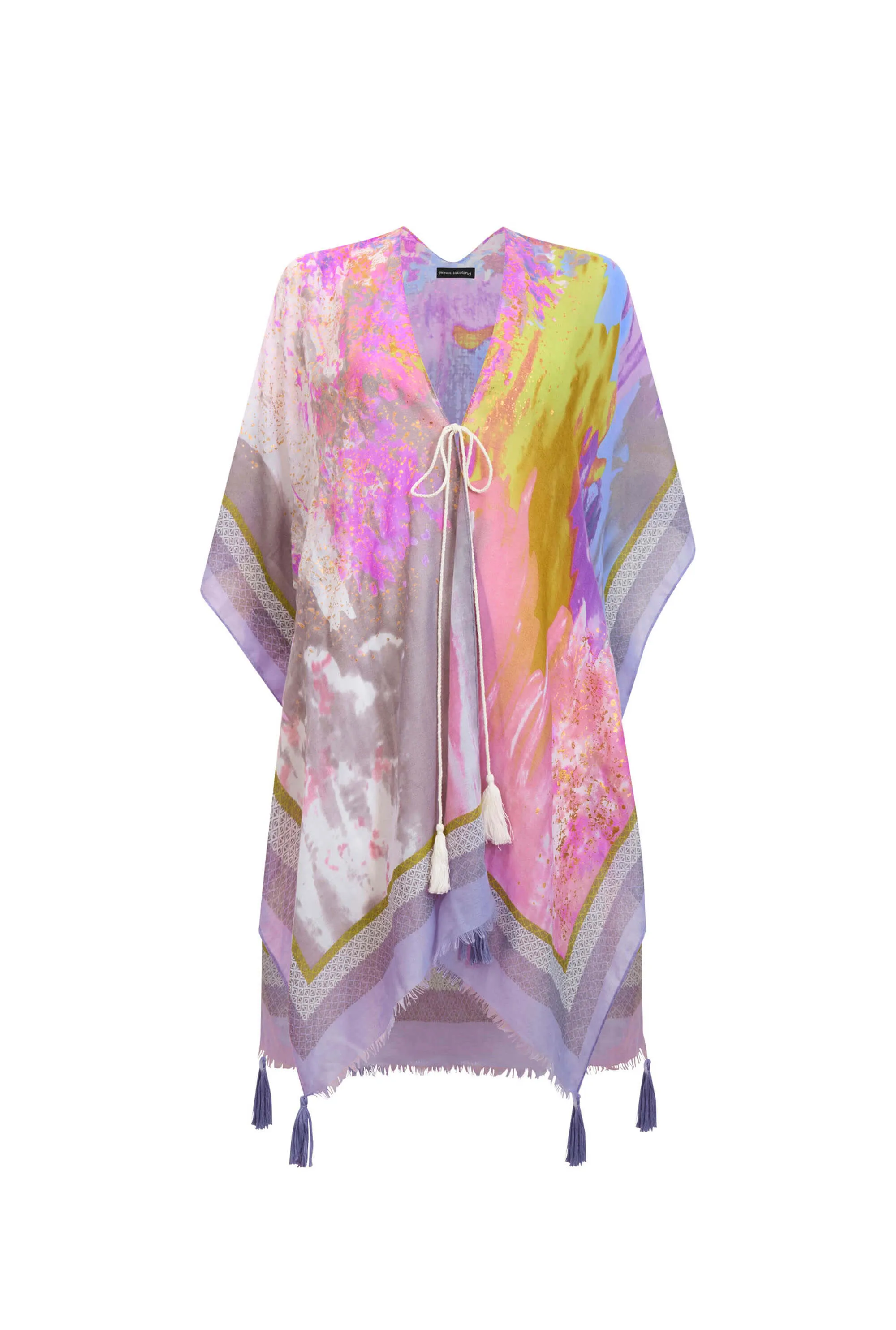 Aquarelle Gold Detail Kaftan Pink