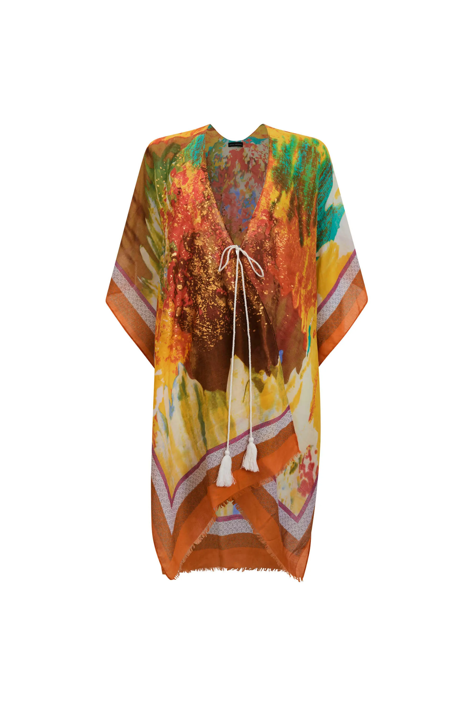 Aquarelle Gold Detail Kaftan Yellow