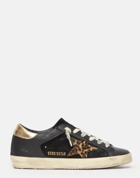 Black & Leopard Superstar Sneakers