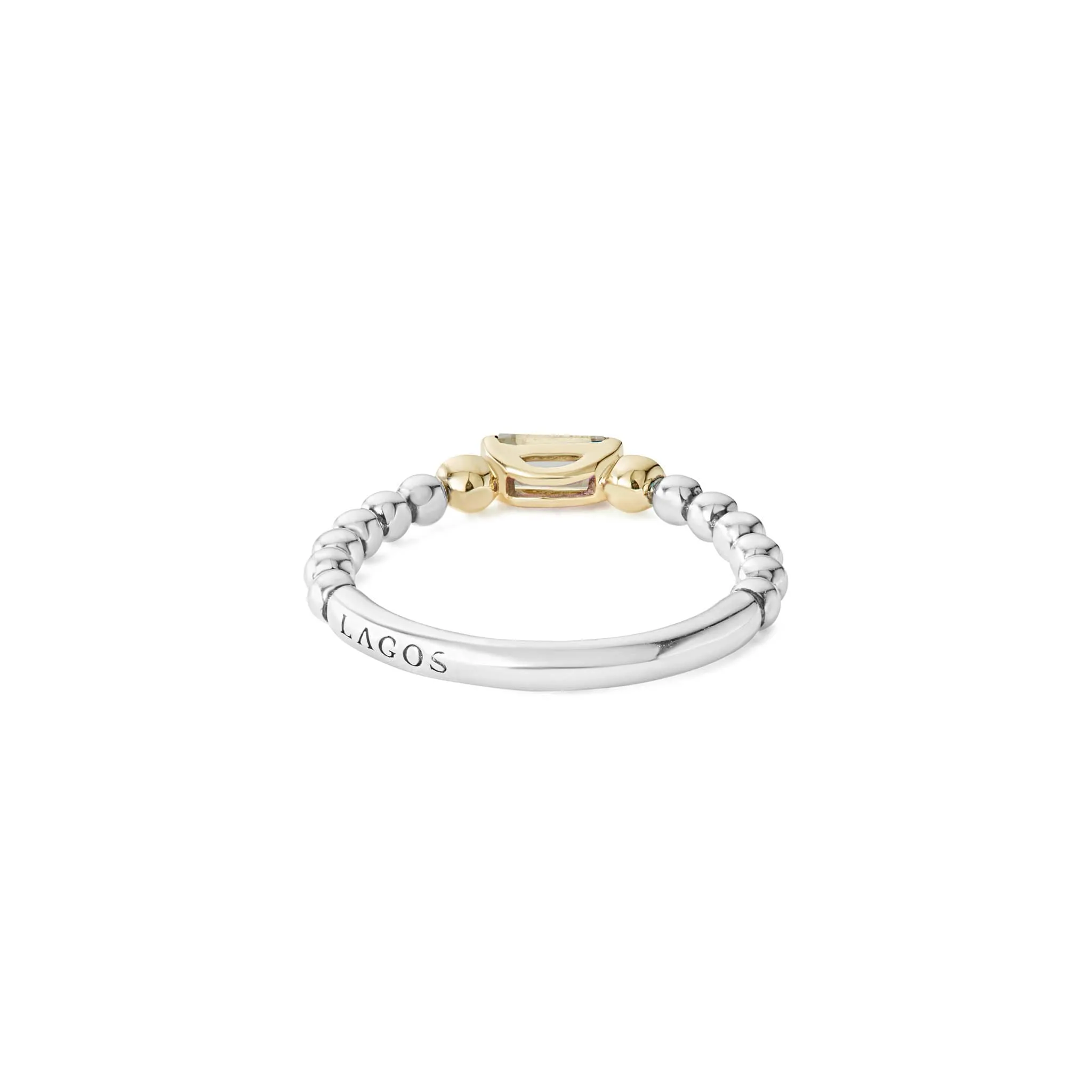 Caviar Color White Topaz Stacking Ring with Diamonds