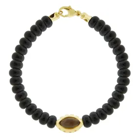 Citrine Eye of the Idol Onyx Bead Bracelet with Clasp