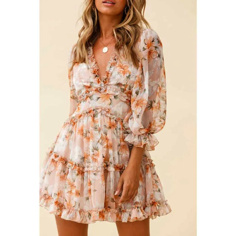 Floral Print Ruffle Dress