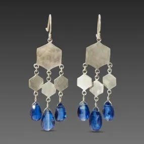 Hexagon Chandelier Earrings with Gem Drops