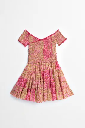 Kids Mini Dress Soledad - Pink Verti Batik