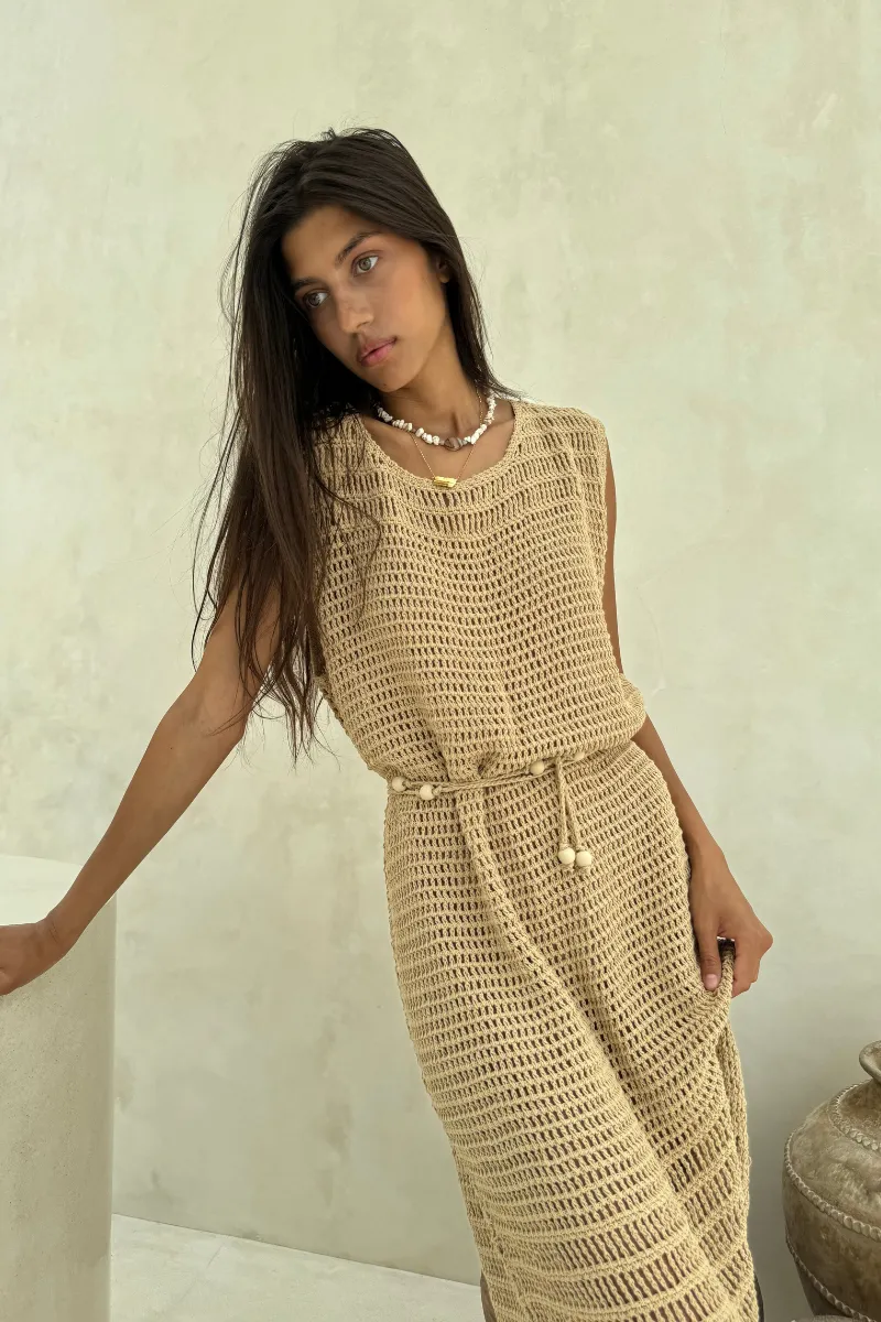 LET IT FLOW CROCHET MIDI - NATURAL