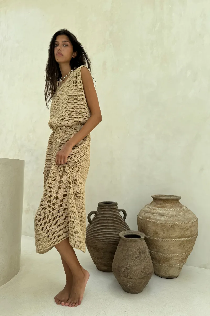 LET IT FLOW CROCHET MIDI - NATURAL