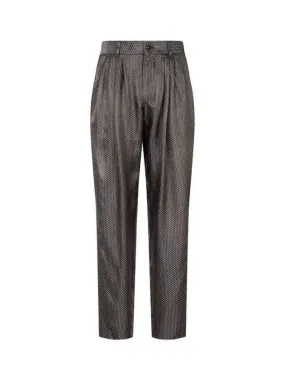 Men s Glossy Floral Pleated Pants Dark Khaki