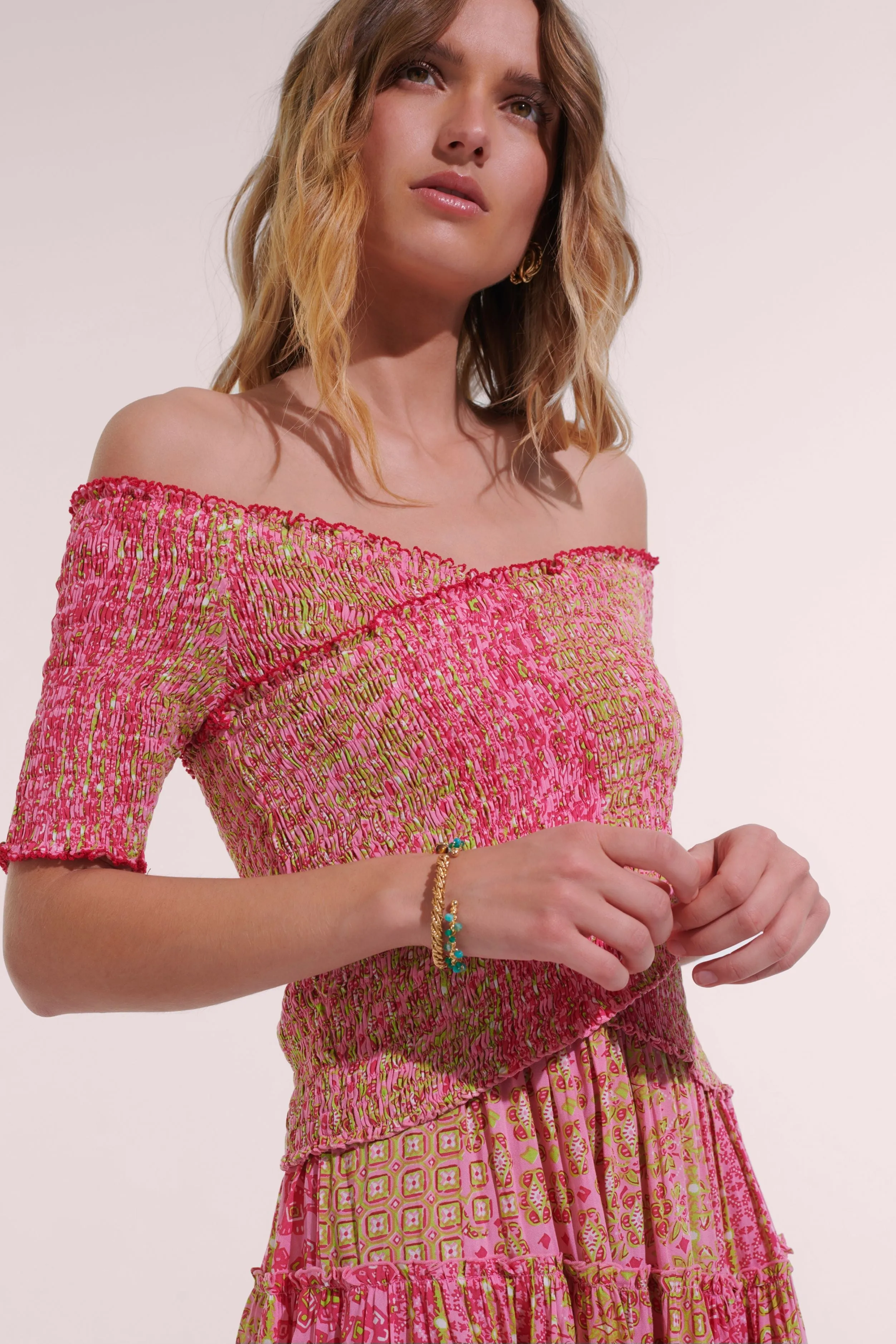 Mini Dress Soledad - Pink Verti Batik