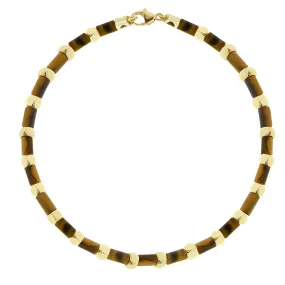 Mini Tetra Tiger's Eye Beaded Bracelet with Clasp