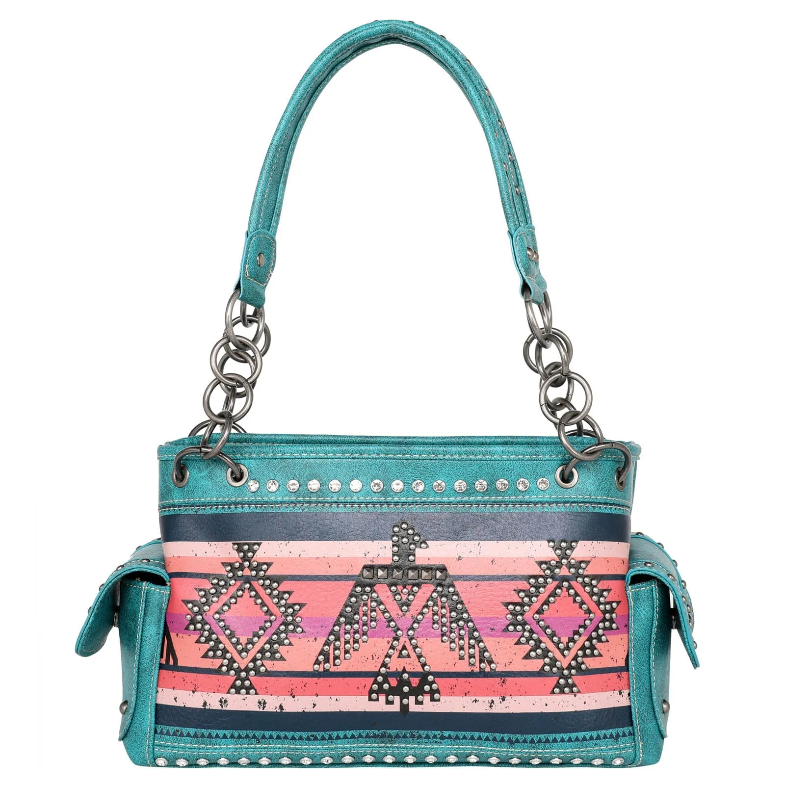 Montana West Thunderbird Aztec Studded Satchel Bag