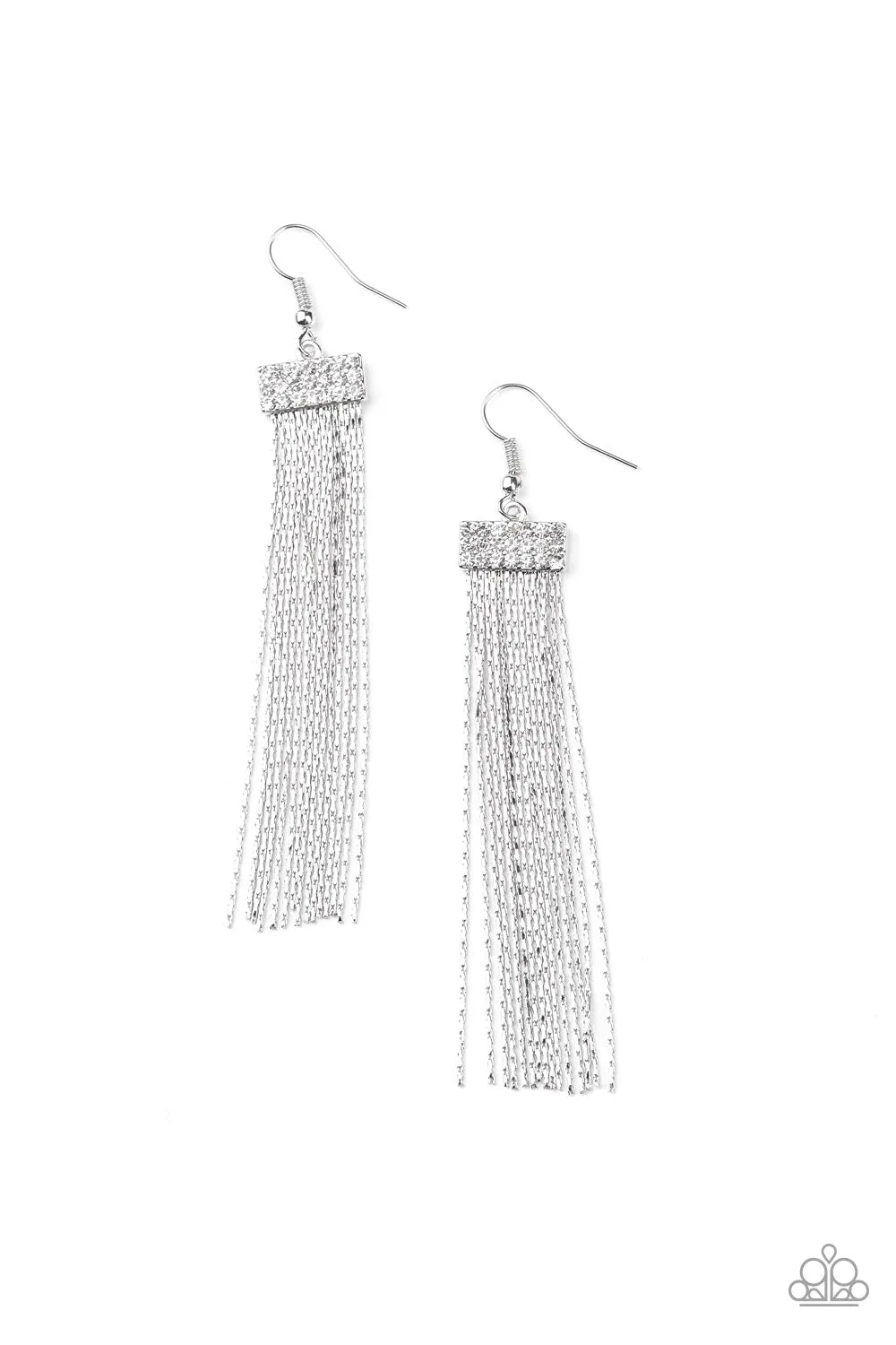 Paparazzi Earring ~ Twinkling Tapestry - White