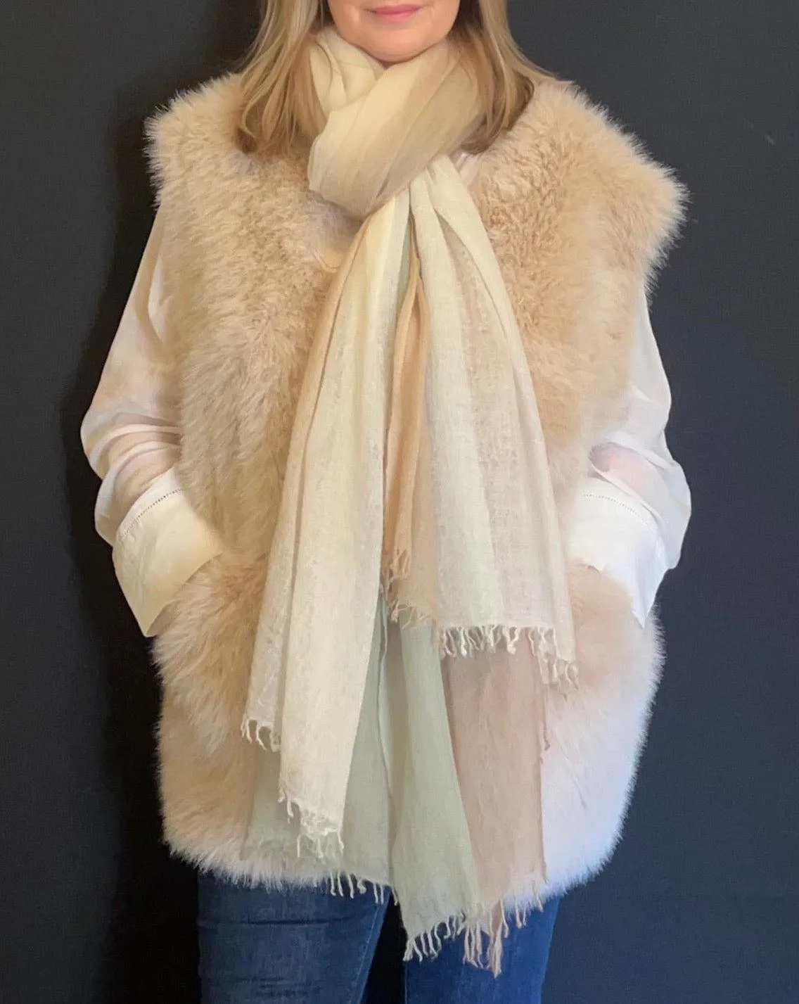 PURE CASHMERE GRADUATED COLOUR WRAP