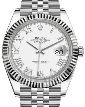 Rolex Datejust 41/ Stainless Steel/ White Roman Dial/ Fluted Bezel/ Jubilee Bracelet (Ref# 126334)