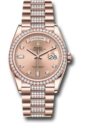 Rolex Everose Gold Day-Date 36 Watch - Diamond Bezel - RosŽ Diamond Dial - Diamond President Bracelet - 128345rbr rsddp