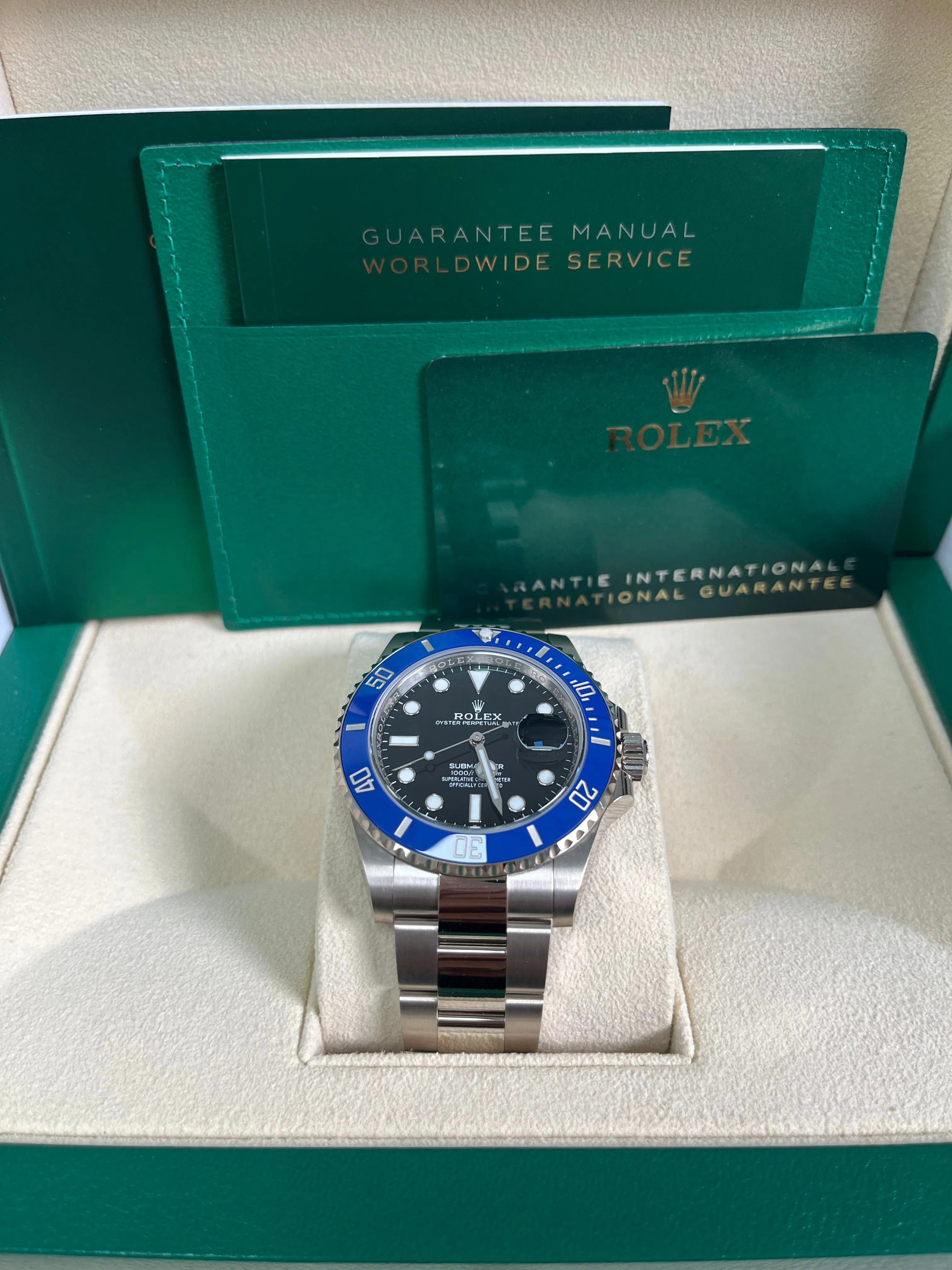 Rolex White Gold Submariner Date Watch - The Blueberry - Blue Bezel - Black Dial (Ref # 126619LB)