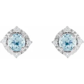 Sky Blue Topaz Earrings with Diamonds