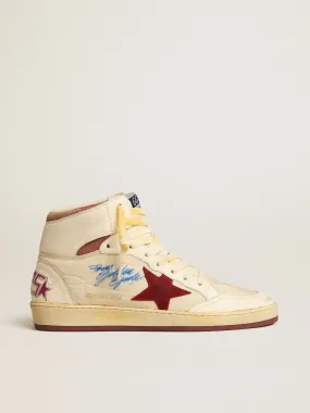 Sky-Star in beige nylon and nappa with pomegranate suede star