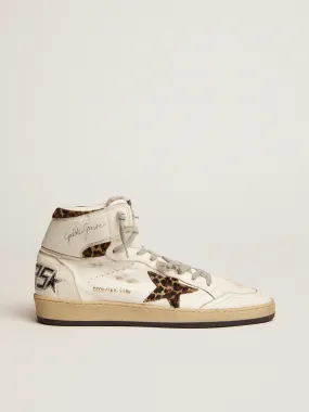 Sky-Star sneakers with signature on the ankle and leopard-print pony skin inserts