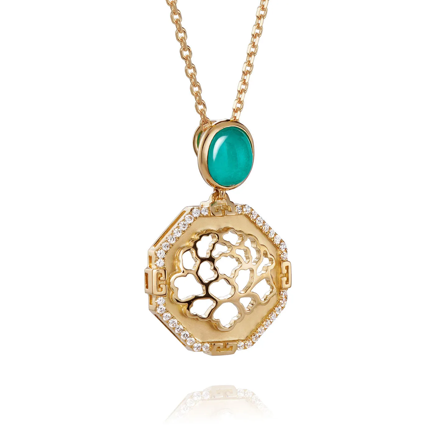 The Tang Elegance Necklace 18kt Yellow Gold with Blue Chalcedony