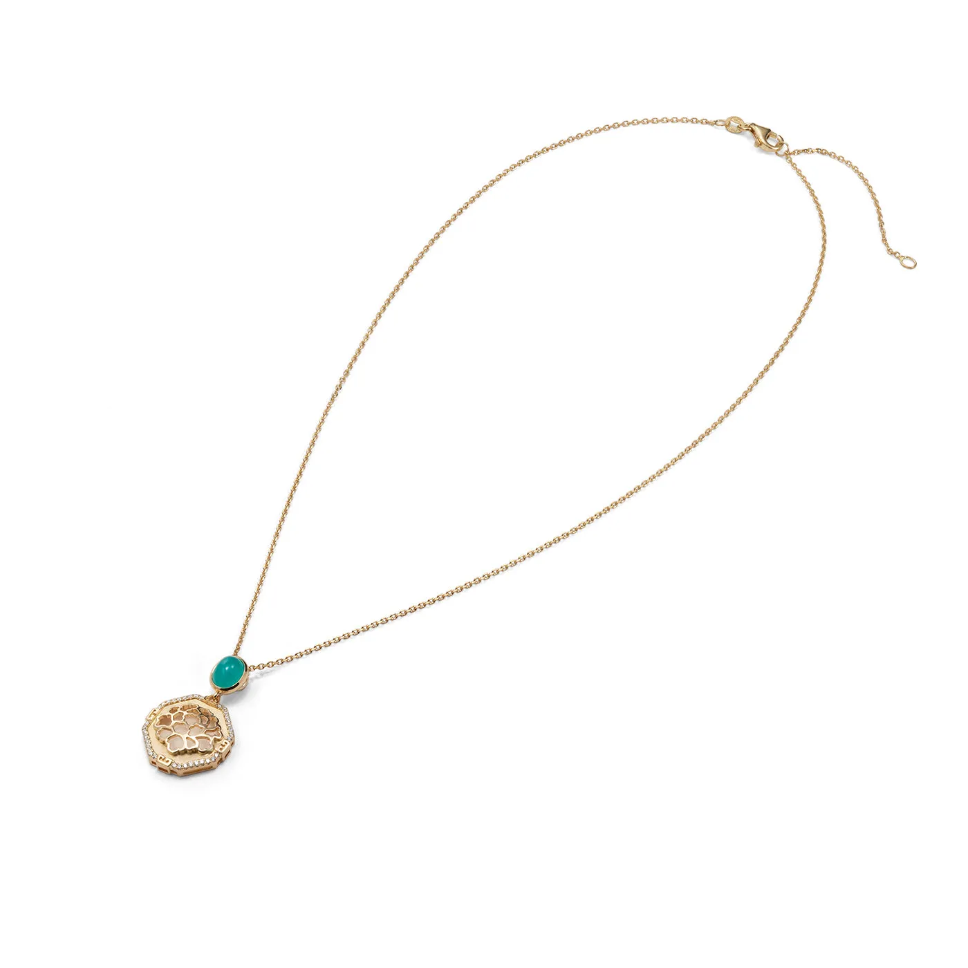 The Tang Elegance Necklace 18kt Yellow Gold with Blue Chalcedony