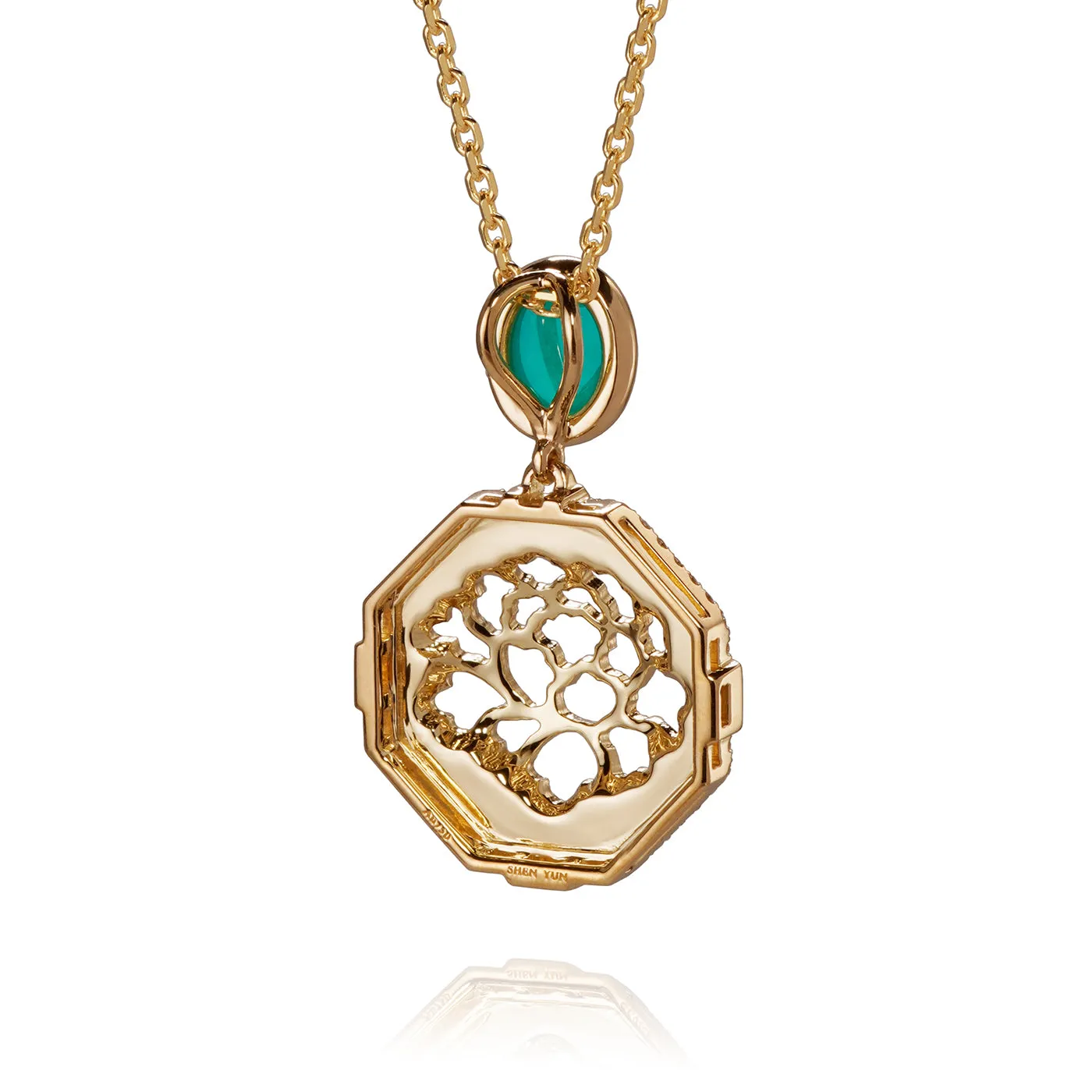 The Tang Elegance Necklace 18kt Yellow Gold with Blue Chalcedony