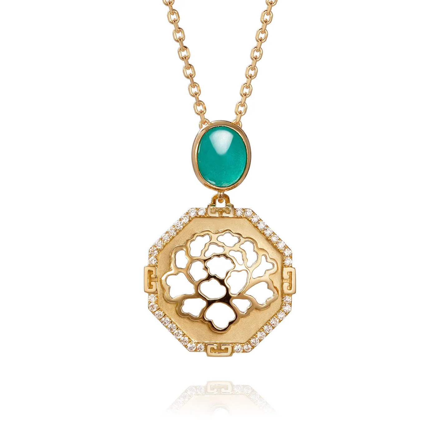 The Tang Elegance Necklace 18kt Yellow Gold with Blue Chalcedony