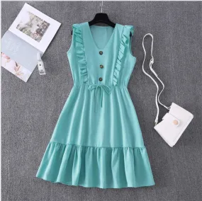 V-Neck High Waist Female Dress