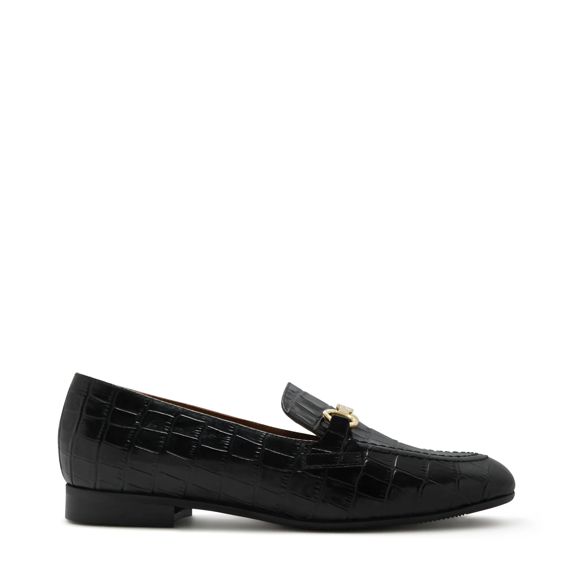 Vendôme Fleur croco black calfskin leather loafers