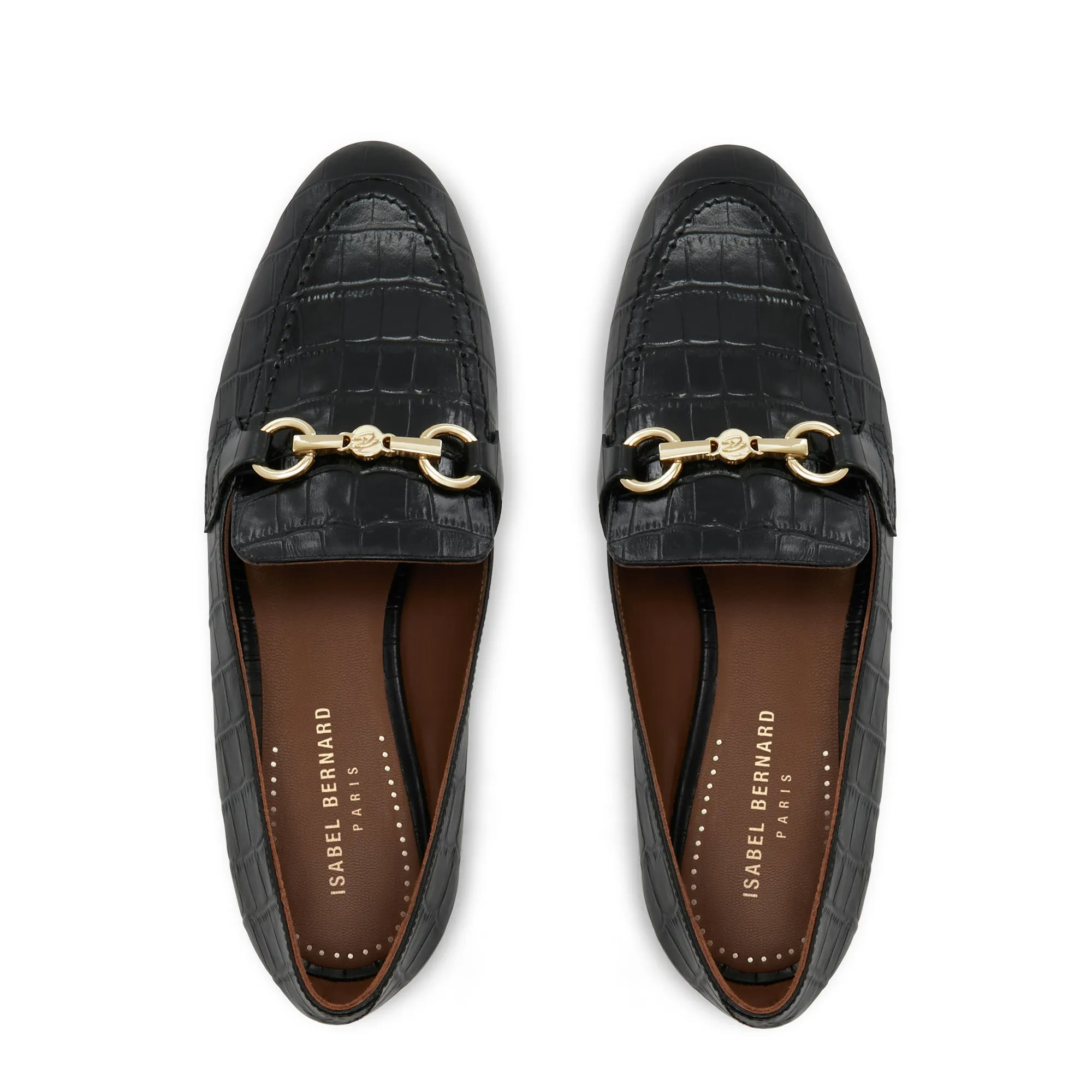 Vendôme Fleur croco black calfskin leather loafers