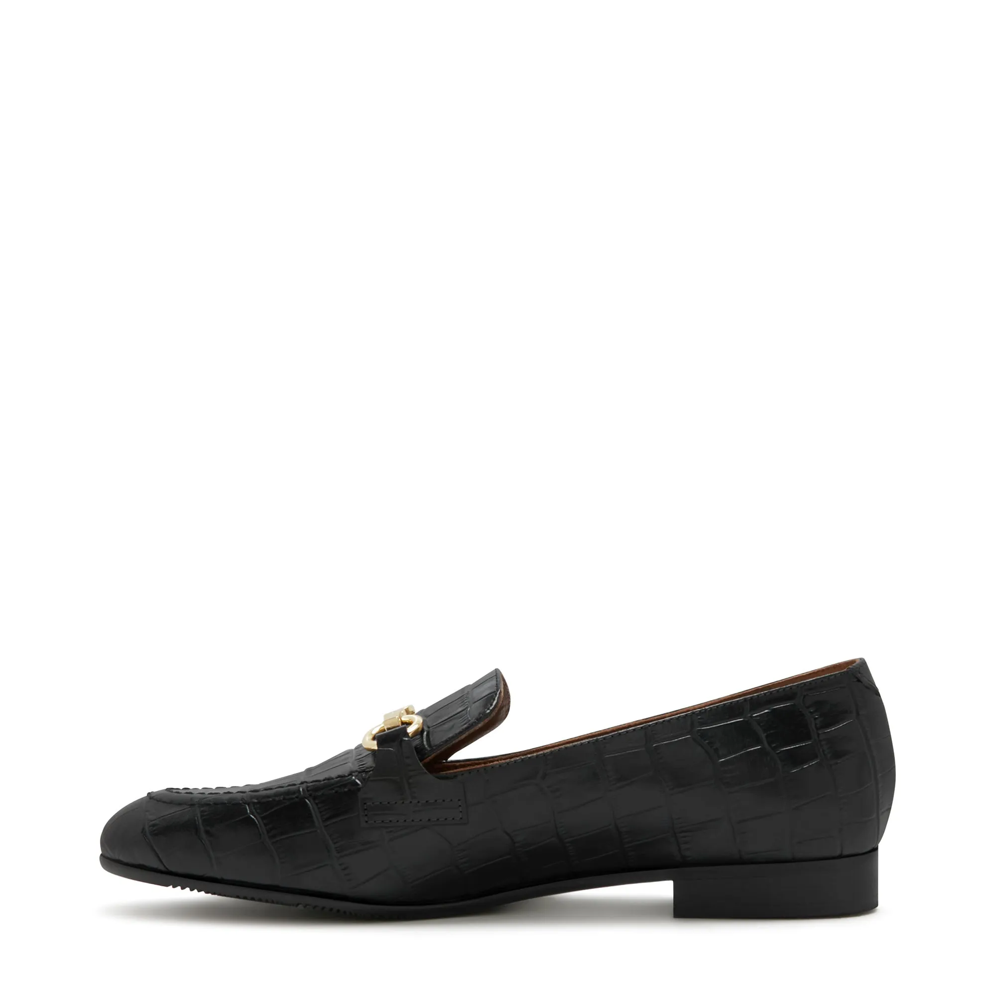 Vendôme Fleur croco black calfskin leather loafers